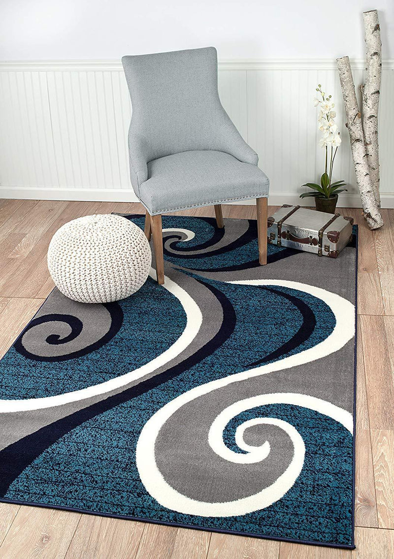 Grayson Blue Gray Abstract Contemporary Area Rugs