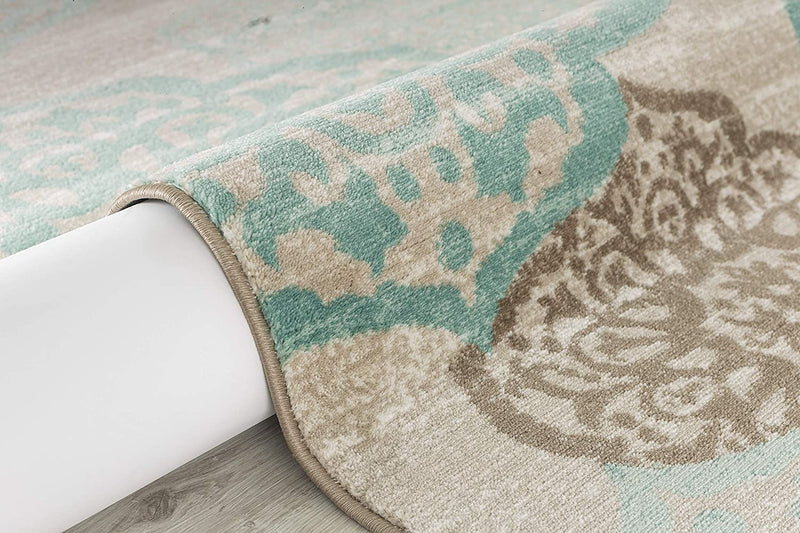 April Turquoise Medallion Contemporary Area Rugs