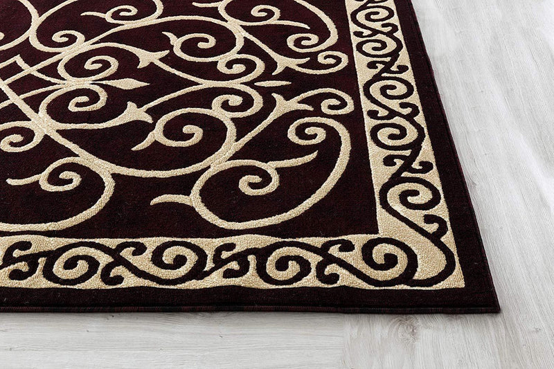 Victoria Burgundy Traditional Area Rugs