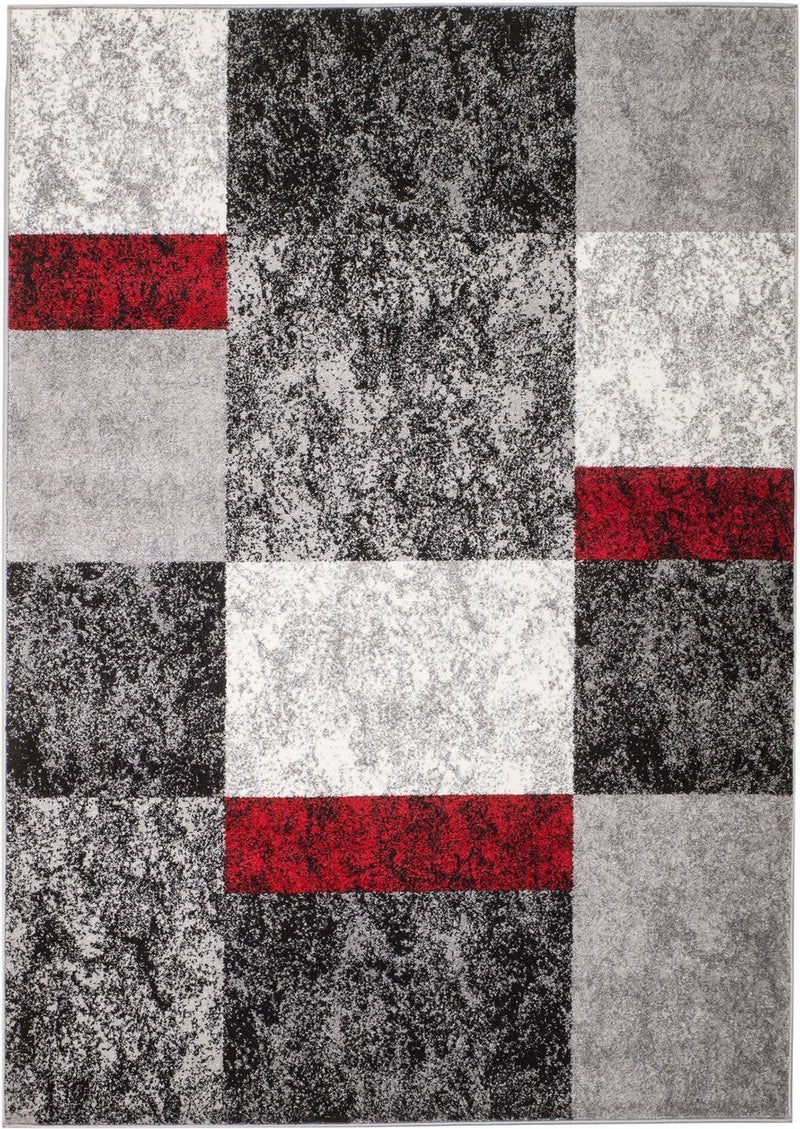 Ember Gray Red Contemporary Area Rugs