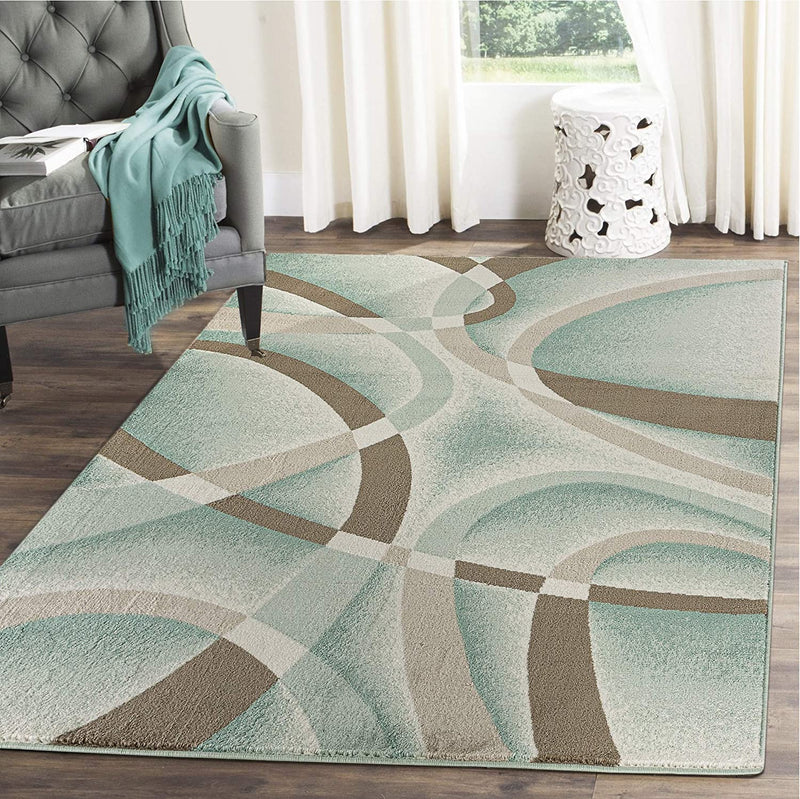 Dahlia Turquoise Abstract Contemporary Area Rugs