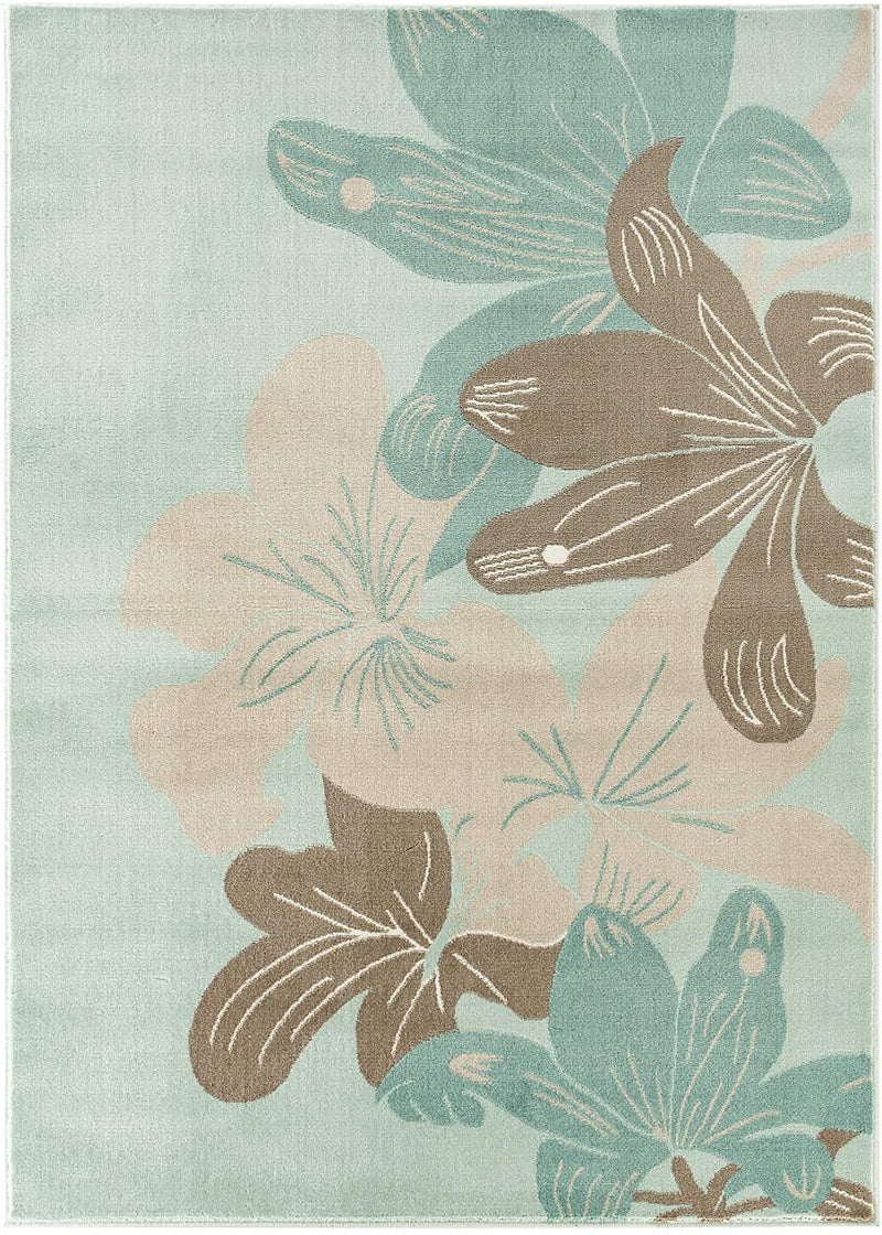 Nevaeh Turquoise Floral Contemporary Area Rugs