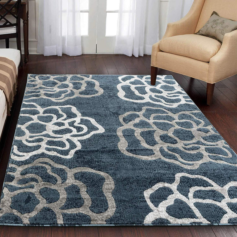 Sophia Blue Contemporary Area Rugs