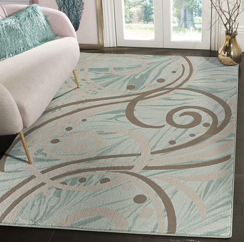 Rachel Turquoise Swirls Abstract Contemporary Area Rugs