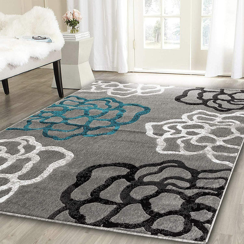 Sophia Turquoise Contemporary Area Rugs