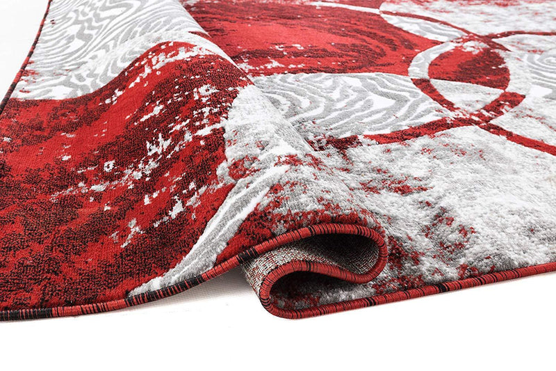 Evelyn Red Circles Abstract Contemporary Area Rugs