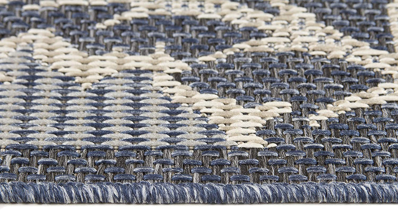 012 Navy Blue Oriental Indoor-Outdoor Area Rug