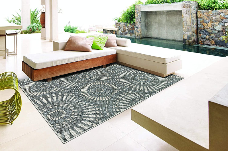 03 Gray Abstract Indoor-Outdoor Area Rug