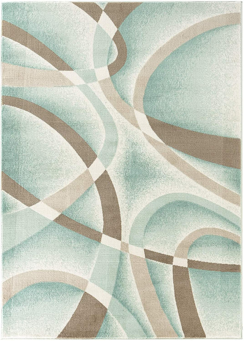 Dahlia Turquoise Abstract Contemporary Area Rugs