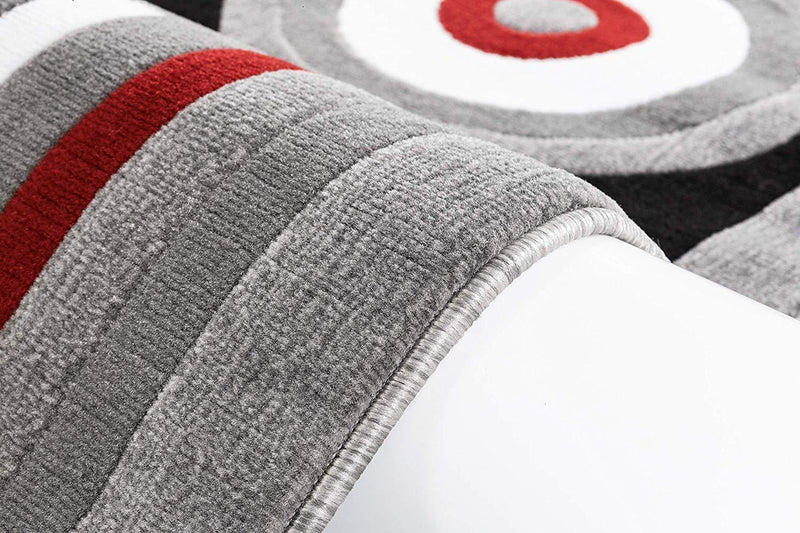 Ella Gray Red Geometric Contemporary Area Rugs