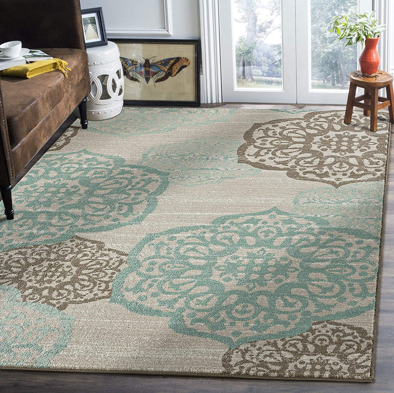 April Turquoise Medallion Contemporary Area Rugs