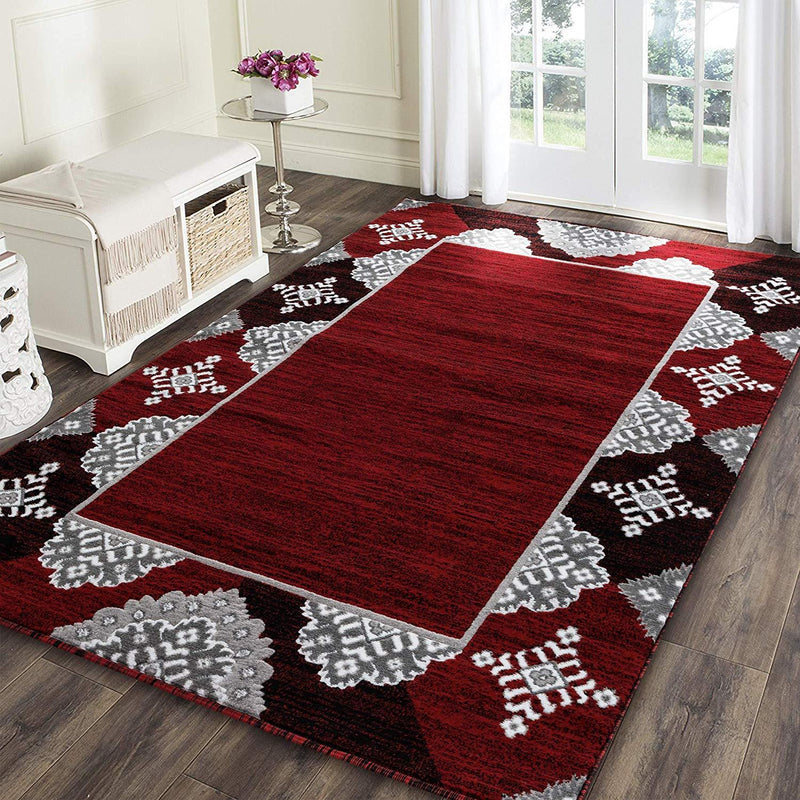 Eleanor Red Abstract Contemporary Area Rugs