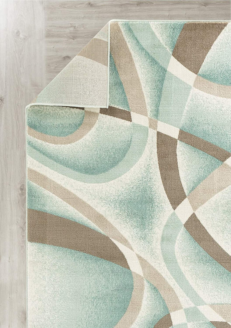 Dahlia Turquoise Abstract Contemporary Area Rugs