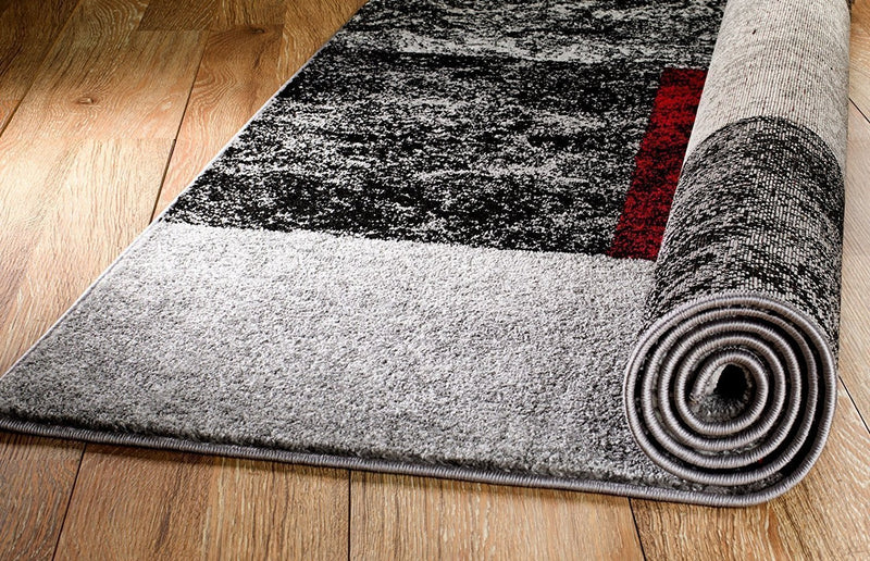 Ember Gray Red Contemporary Area Rugs