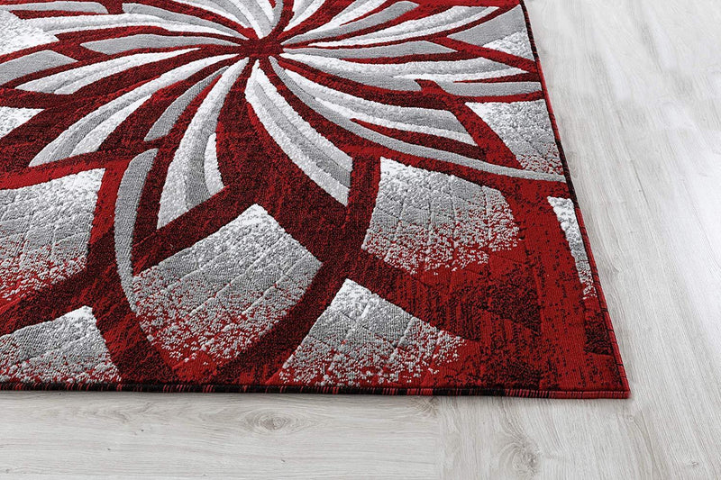 Charlotte Red Abstract Contemporary Area Rugs