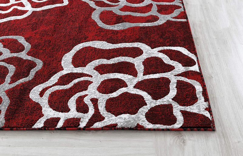 Sophia Red Abstract Contemporary Area Rugs