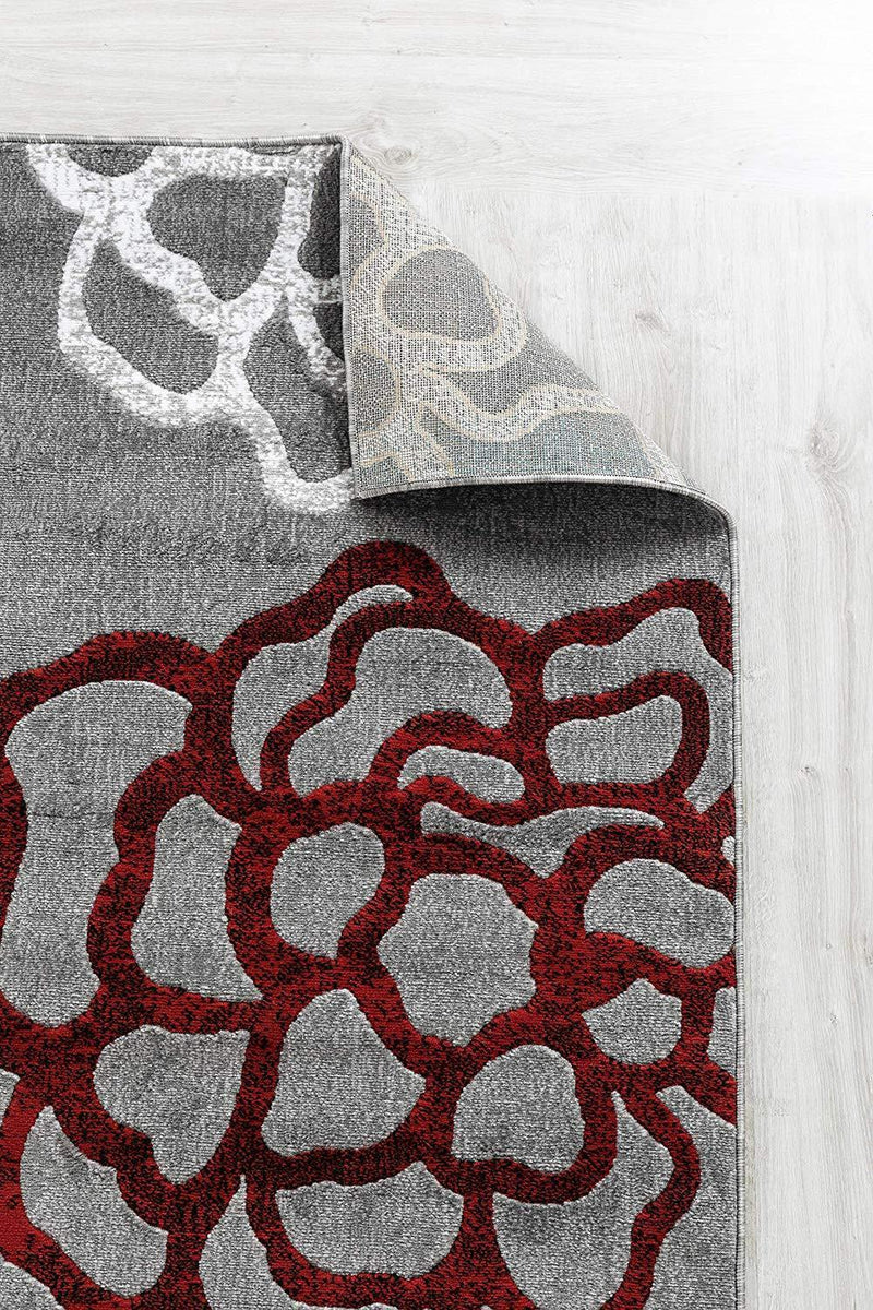 Sophia Gray Red Abstract Contemporary Area Rugs