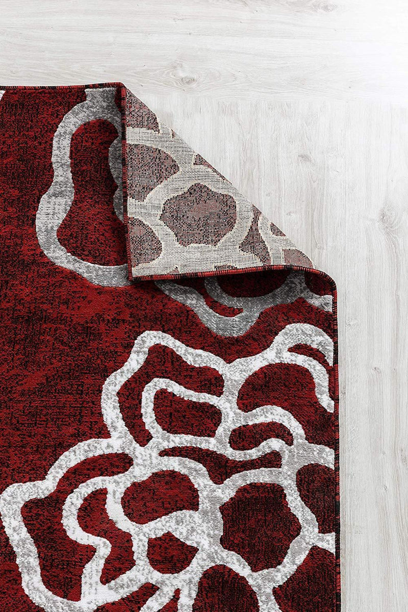 Sophia Red Abstract Contemporary Area Rugs