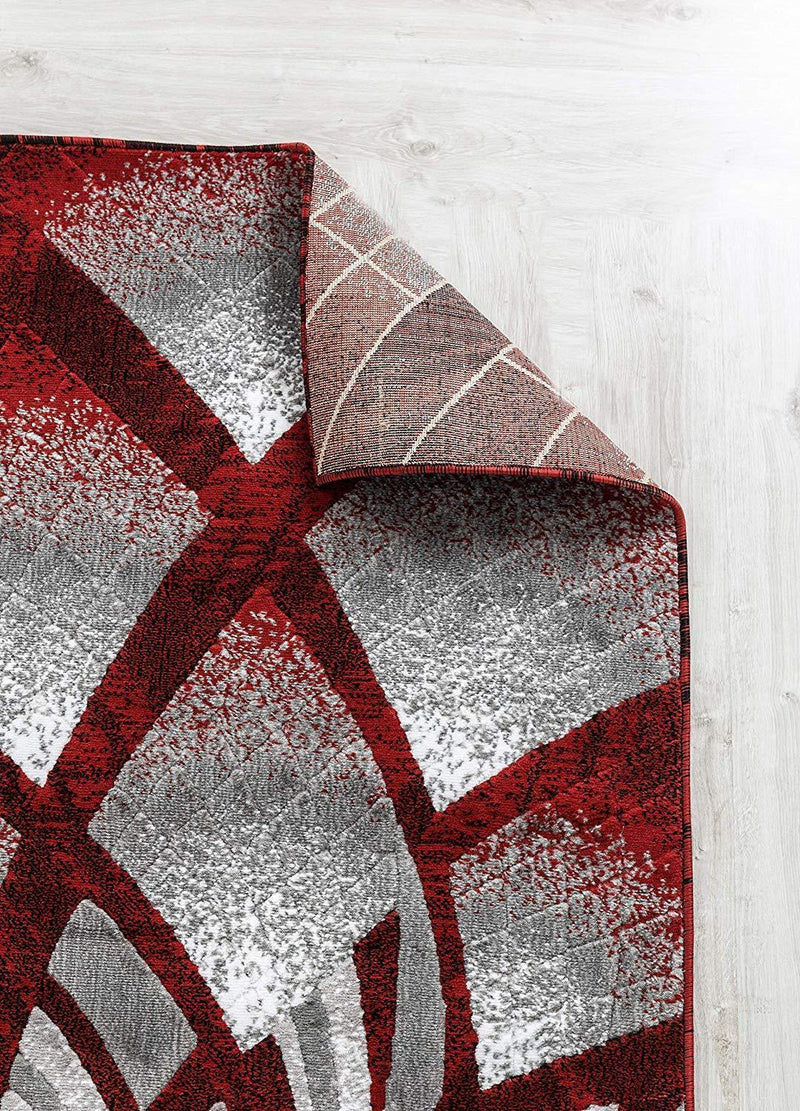 Charlotte Red Abstract Contemporary Area Rugs