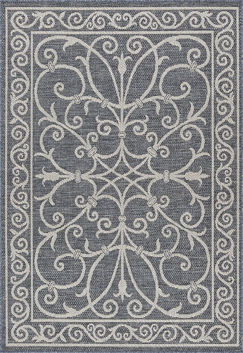 013 Navy Blue Oriental Indoor-Outdoor Area Rug