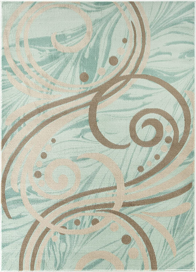 Rachel Turquoise Swirls Abstract Contemporary Area Rugs