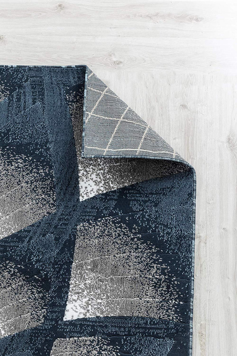 Charlotte Blue Abstract Contemporary Area Rugs