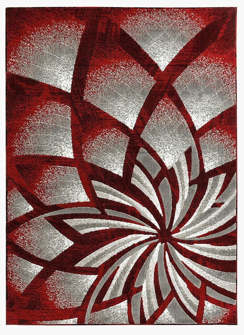 Charlotte Red Abstract Contemporary Area Rugs