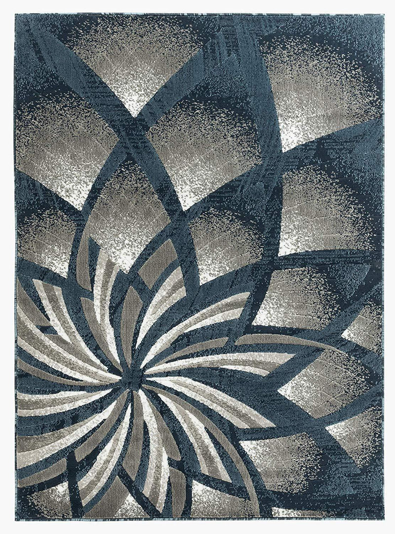 Charlotte Blue Abstract Contemporary Area Rugs