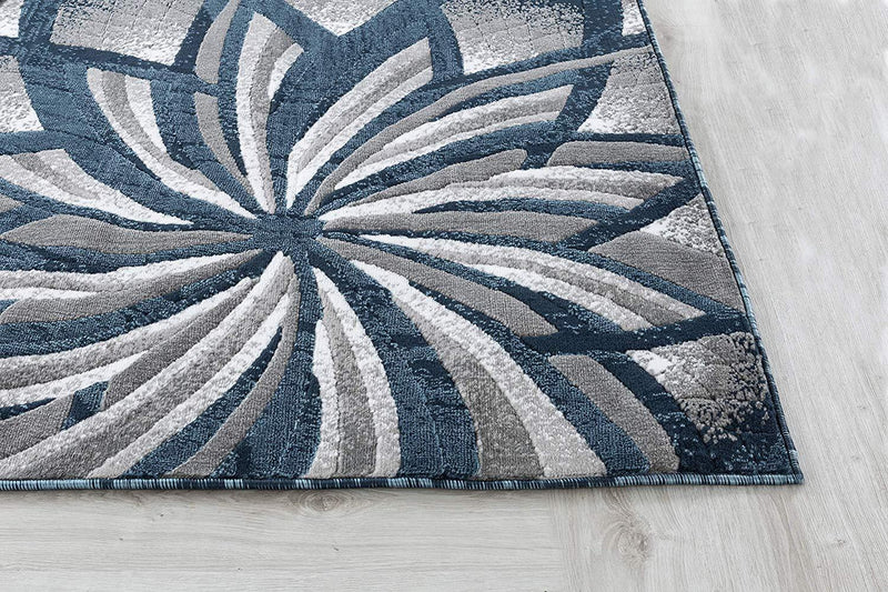 Charlotte Blue Abstract Contemporary Area Rugs