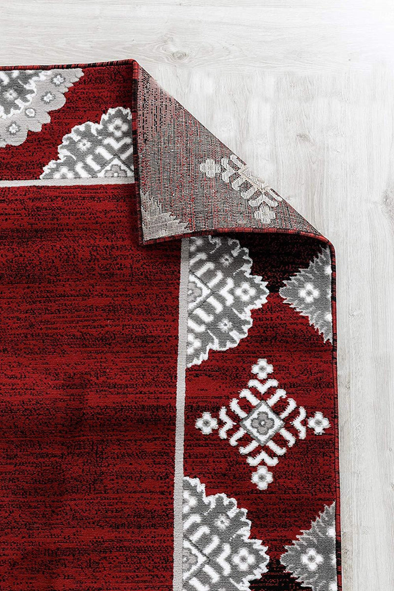 Eleanor Red Abstract Contemporary Area Rugs