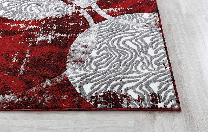 Evelyn Red Circles Abstract Contemporary Area Rugs