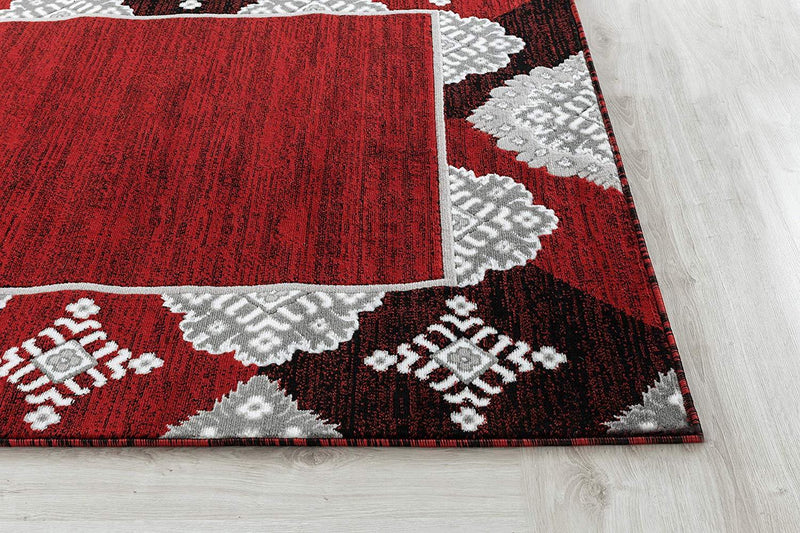 Eleanor Red Abstract Contemporary Area Rugs