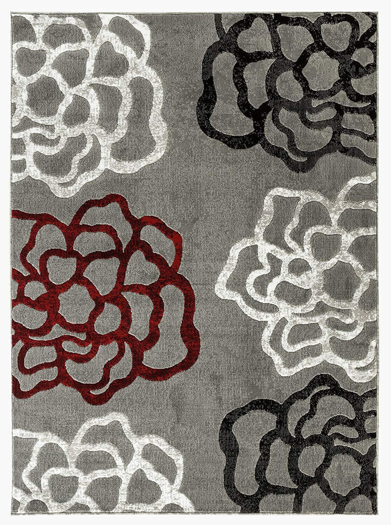 Sophia Gray Red Abstract Contemporary Area Rugs