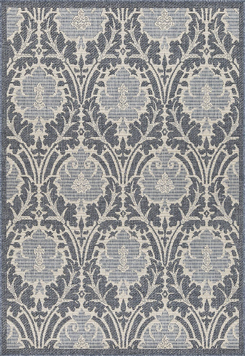 012 Navy Blue Oriental Indoor-Outdoor Area Rug