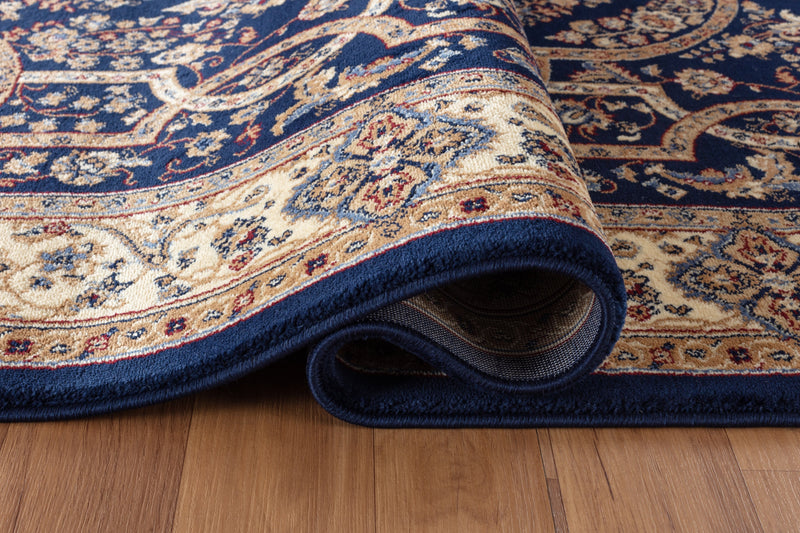 Roya Navy Blue Medallion Oriental Area Rugs