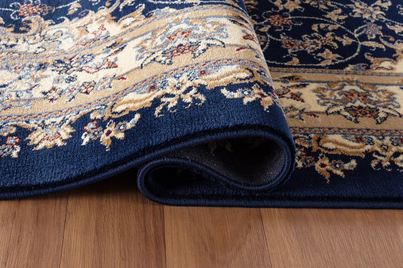 Yasmin Navy Blue Victorian Oriental Area Rugs