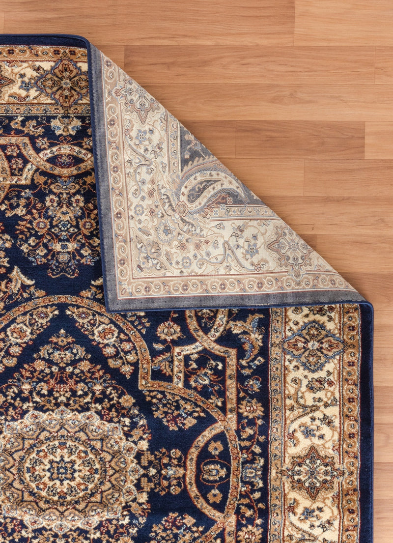 Roya Navy Blue Medallion Oriental Area Rugs