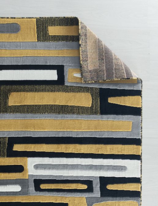 Sienna Yellow Geometric Contemporary Area Rugs