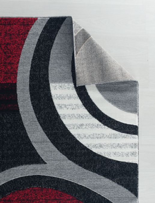 Avery Red Gray Abstract Contemporary Area Rugs