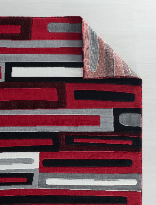 Sienna Red Geometric Contemporary Area Rugs