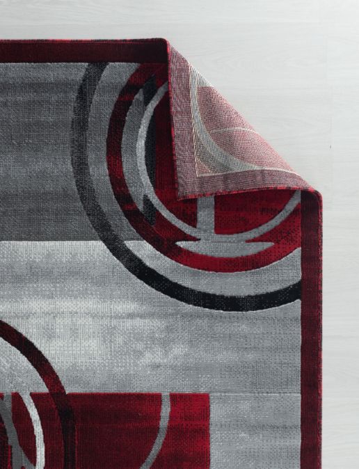 Mia Red Gray Geometric Contemporary Area Rugs