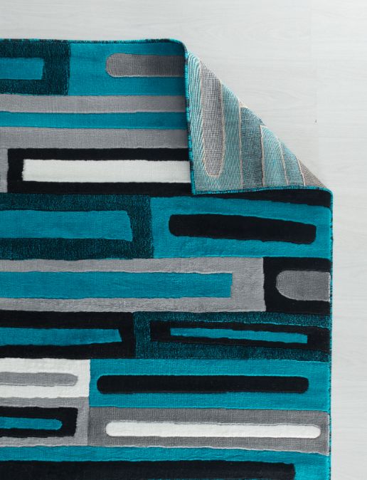 Sienna Turquoise Geometric Contemporary Area Rugs