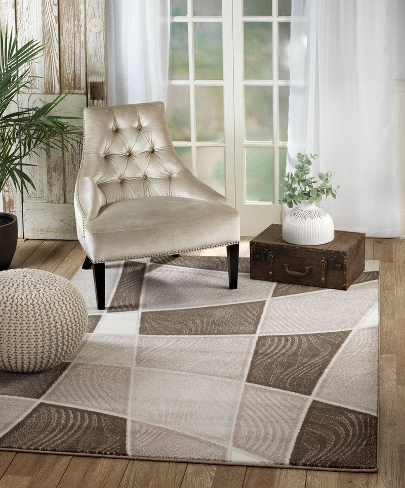 Dream Brown Beige Abstract Contemporary Area Rugs