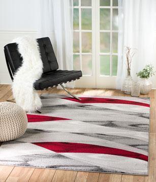 Willow Gray Red Abstract Contemporary Area Rugs