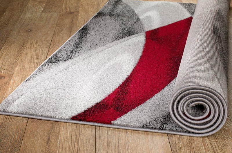 Willow Gray Red Abstract Contemporary Area Rugs