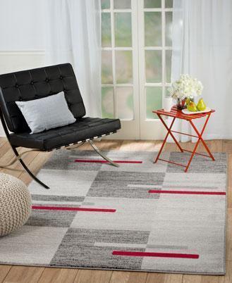 Phoenix Gray Red Geometric Contemporary Area Rugs