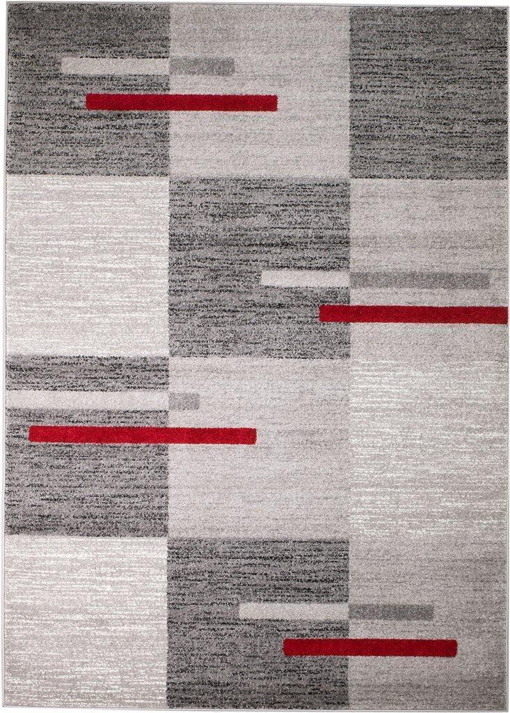 Phoenix Gray Red Geometric Contemporary Area Rugs