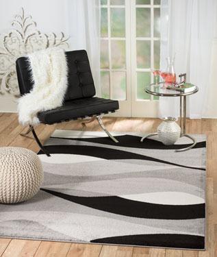 Willow Gray Black Abstract Contemporary Area Rugs