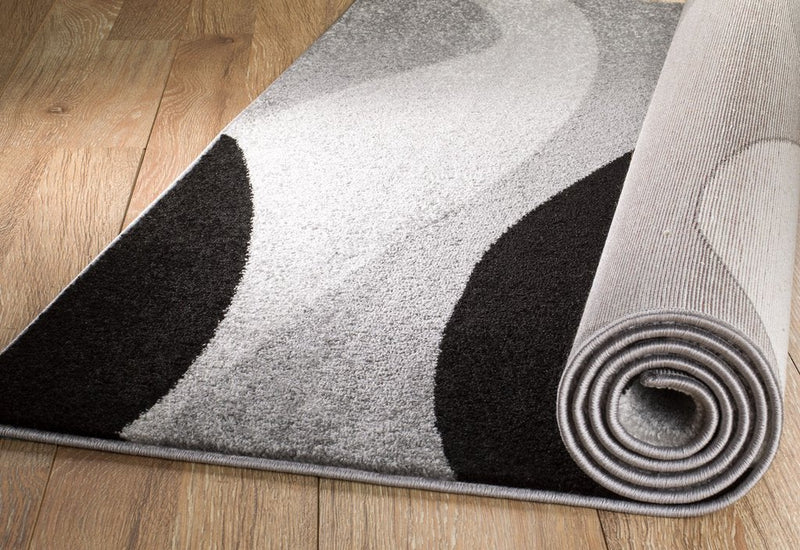 Willow Gray Black Abstract Contemporary Area Rugs