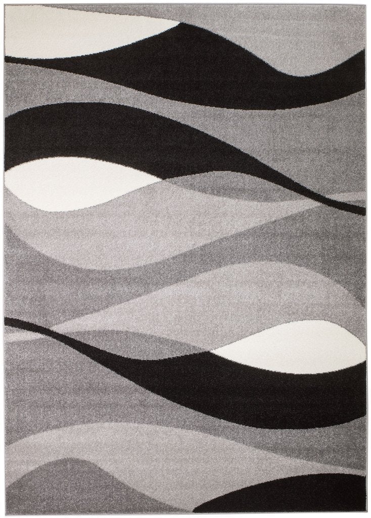 Willow Gray Black Abstract Contemporary Area Rugs